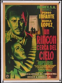 6h0736 UN RINCON CERCA DEL CIELO linen Mexican poster 1952 art of Pedro Infante & Marga Lopez by Diaz!