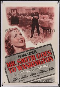 6h0918 MR. SMITH GOES TO WASHINGTON linen 1sh R1949 Frank Capra, James Stewart & Jean Arthur, rare!