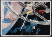 6h0345 2001: A SPACE ODYSSEY linen color 39.5x55 still 1968 McCall art of space wheel, ultra rare!