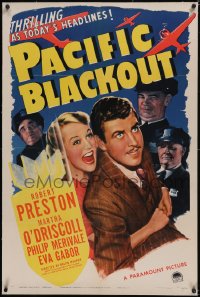 6h0935 PACIFIC BLACKOUT linen 1sh 1941 Robert Preston & excited Martha O'Driscoll with policemen!
