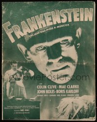 6h0093 FRANKENSTEIN pressbook R1947 James Whale & Boris Karloff + combo ads with Lugosi's Dracula!