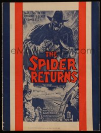 6h0095 SPIDER RETURNS pressbook 1941 Cravath art of crime-fighter Warren Hull, serial, ultra rare!
