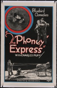 6h0944 PHONEY EXPRESS linen 1sh 1926 montage of images of overweight Charles Puffy, ultra rare!