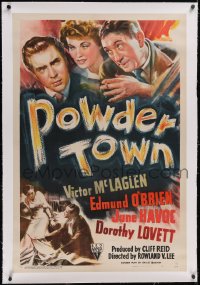 6h0947 POWDER TOWN linen 1sh 1942 Victor McLaglen, Edmond O'Brien, forgotten early sci-fi fantasy!