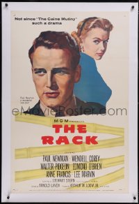 6h0951 RACK linen 1sh 1956 art of young Paul Newman & sexy Anne Francis, written by Rod Serling!