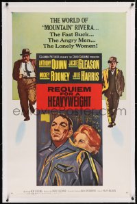 6h0956 REQUIEM FOR A HEAVYWEIGHT linen 1sh 1962 Anthony Quinn, Jackie Gleason, Mickey Rooney, boxing!