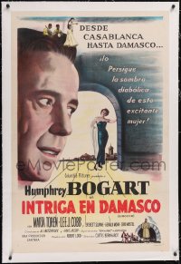 6h0979 SIROCCO linen Spanish/US 1sh 1951 Humphrey Bogart beyond Casablanca in Damascus, ultra rare!
