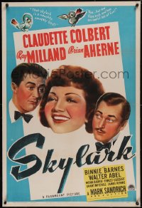 6h0980 SKYLARK linen 1sh 1941 Claudette Colbert, Ray Milland, Aherne, written by Samson Raphaelson!