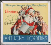 6h0547 ANTHONY HORDERN & SONS linen 26x30 Australian advertising poster 1931 Santa & kids, rare!
