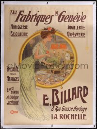 6h0354 E. BILLARD linen 42x63 French advertising poster 1890s Hem art of woman & jewelry, ultra rare!