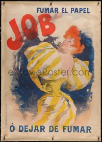 6h0356 JOB ROLLING PAPERS linen 34x49 French advertising poster 1895 Jules Cheret art, ultra rare!
