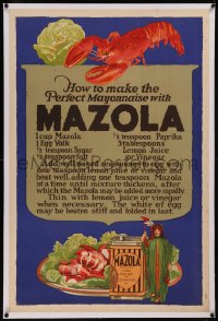 6h0551 MAZOLA linen 28x42 advertising poster 1930s a great recipe to make the perfect mayonnaise!