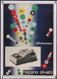 6h0552 OLIVETTI linen 28x39 Spanish advertising poster 1950s Divisumma 14 adding machine, ultra rare!