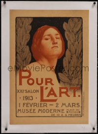 6h0508 POUR L'ART linen 19x28 Belgian museum/art exhibition 1913 great Fermin Baes art, ultra rare!
