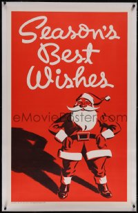 6h0568 SEASON'S BEST WISHES linen 28x44 special poster 1959 full-length art of Santa Claus, rare!