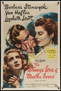 6h0122 STRANGE LOVE OF MARTHA IVERS 1sh 1946 art of Barbara Stanwyck, Van Heflin & Lizabeth Scott!