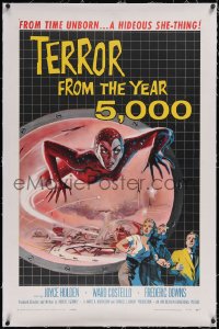 6h1007 TERROR FROM THE YEAR 5,000 linen 1sh 1958 great art of the hideous she-thing from time unborn!