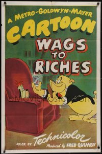 6h0125 WAGS TO RICHES 1sh 1948 Tex Avery, art of Spike offering Droopy a cigar, ultra rare!