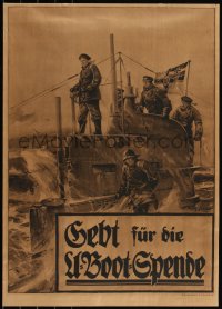 6h0192 GEBT FUR DIE U-BOOT SPENDE framed 19x27 German WWI war poster 1917 Stower art, ultra rare!