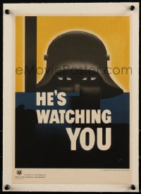 6h0204 HE'S WATCHING YOU 10x14 WWII war poster 1942 wonderful Grohe art of Nazi soldier, ultra rare!