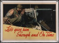 6h0619 LET'S GIVE HIM ENOUGH & ON TIME linen 29x40 WWII war poster 1942 Norman Rockwell art, rare!