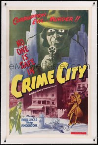 6h1041 WHISPERING CITY linen 1sh R1952 corruption, murder, no one is safe in Crime City, great art!