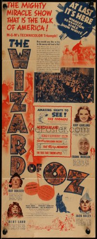 6h0039 WIZARD OF OZ herald 1939 biggest screen sensation since Snow White, with Al Hirschfeld art!