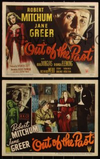 6h0132 OUT OF THE PAST 8 LCs 1947 Robert Mitchum, Jane Greer, young Kirk Douglas, rare complete set!