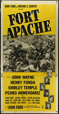 6j0247 FORT APACHE 3sh R1953 John Wayne, Henry Fonda, Shirley Temple, Victor McLaglen, ultra rare!