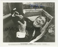 6j0115 CHRISTOPHER LEE signed 8x10 still 1969 as Dracula in coffin getting stake in the heart!