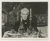 6j0132 VINCENT PRICE signed 8x10 still 1960 great creepy portrait at table from House of Usher!