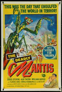 6j0327 DEADLY MANTIS Aust 1sh 1957 classic art of giant insect attacking Washington D.C.!