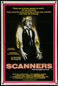 6j0345 SCANNERS Aust 1sh 1981 David Cronenberg, in 20 seconds your head explodes!