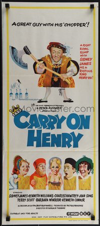 6j0356 CARRY ON HENRY VIII Aust daybill 1972 Sidney James, Gerald Thomas historic English comedy