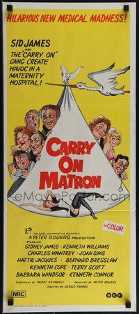 6j0357 CARRY ON MATRON Aust daybill 1972 English sex, hilarious new medical madness, wacky art!