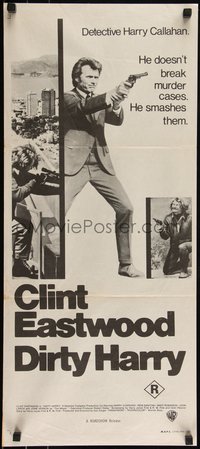 6j0359 DIRTY HARRY 2nd printing Aust daybill 1971 Clint Eastwood, completely different & ultra rare!