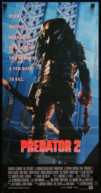 6j0379 PREDATOR 2 Aust daybill 1990 Danny Glover, Gary Busey, cool sci-fi sequel!