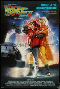 6j0775 BACK TO THE FUTURE II 1sh 1989 Michael J. Fox & Christopher Lloyd by Drew Struzan!