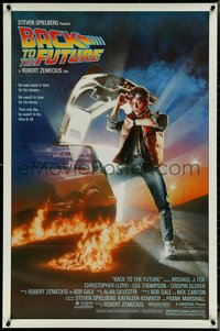 6j0774 BACK TO THE FUTURE studio style 1sh 1985 art of Michael J. Fox & Delorean by Drew Struzan!