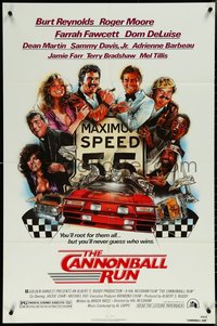 6j0810 CANNONBALL RUN 1sh 1981 Burt Reynolds, Farrah Fawcett, Drew Struzan car racing art!