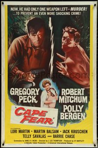 6j0811 CAPE FEAR 1sh 1962 Gregory Peck, Robert Mitchum, Polly Bergen, classic film noir!