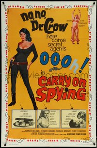 6j0814 CARRY ON SPYING 1sh 1964 English spy spoof w/sexy agent O-O-Oh!, most secrets exposed!