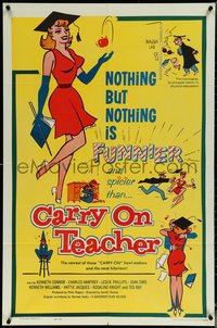 6j0815 CARRY ON TEACHER 1sh 1962 Kenneth Connor, Charles Hawtrey, English, sexy comic art!