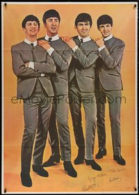 6j0214 BEATLES 39x55 commercial poster 1960s John, Paul, George & Ringo in matching suits & ties!