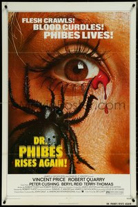 6j0865 DR. PHIBES RISES AGAIN 1sh 1972 Vincent Price, classic close up of a spider on a woman's face!