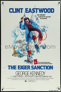 6j0875 EIGER SANCTION 1sh 1975 Clint Eastwood's lifeline was held by the assassin he hunted!