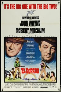 6j0876 EL DORADO 1sh 1967 John Wayne, Robert Mitchum, Howard Hawks, big one with the big two!