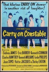 6j0228 CARRY ON CONSTABLE English 1sh 1961 wacky art of naked English cops in the shower!