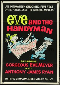 6j0884 EVE & THE HANDYMAN 1sh 1961 Russ Meyer directs gorgeous wife Eve Meyer, pink title style!