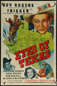 6j0889 EYES OF TEXAS 1sh 1948 art of Texas + Roy Rogers close up & riding on Trigger!